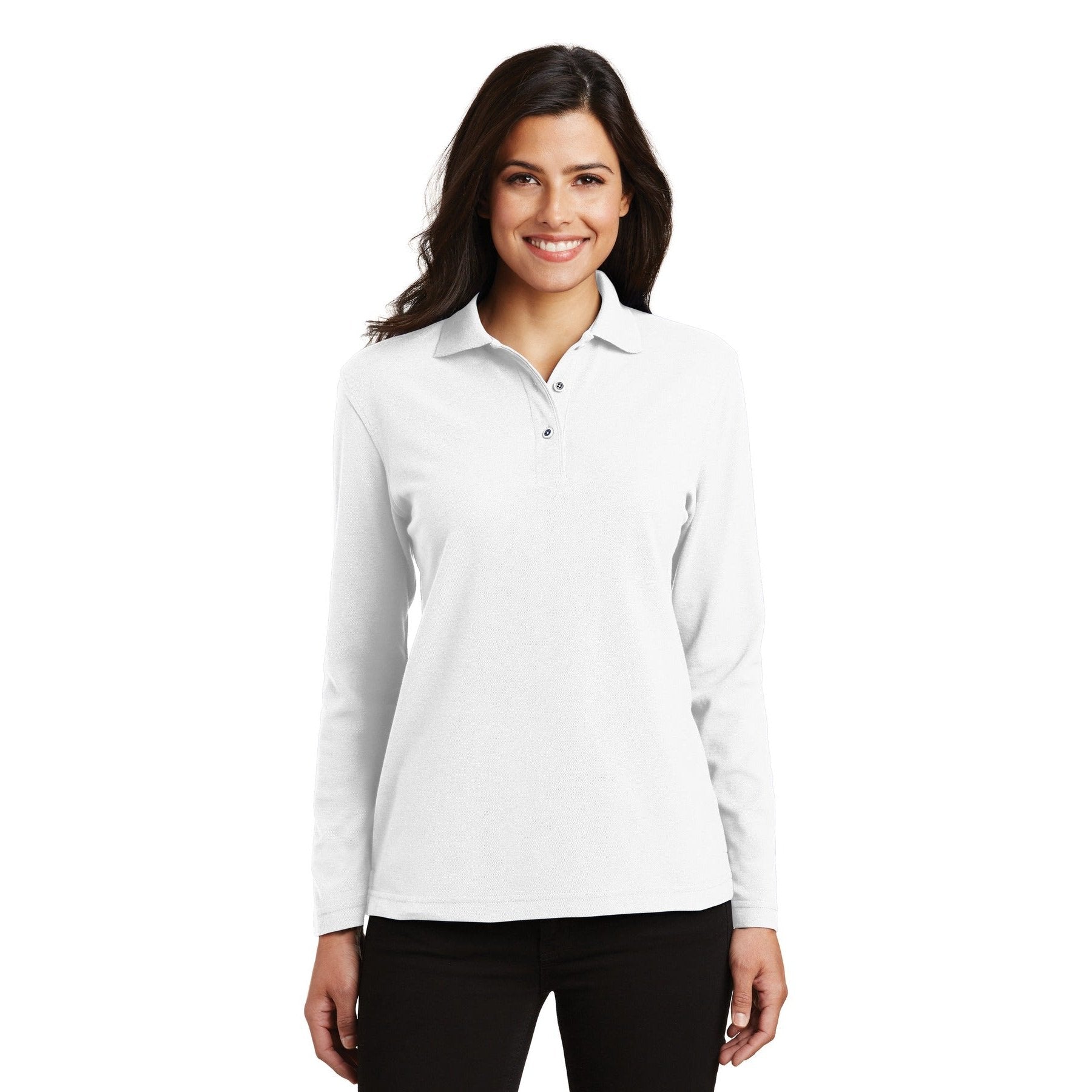 Port Authority-Port Authority® Women's Silk Touch™ Long Sleeve Polo. L500LS-MedTech-7